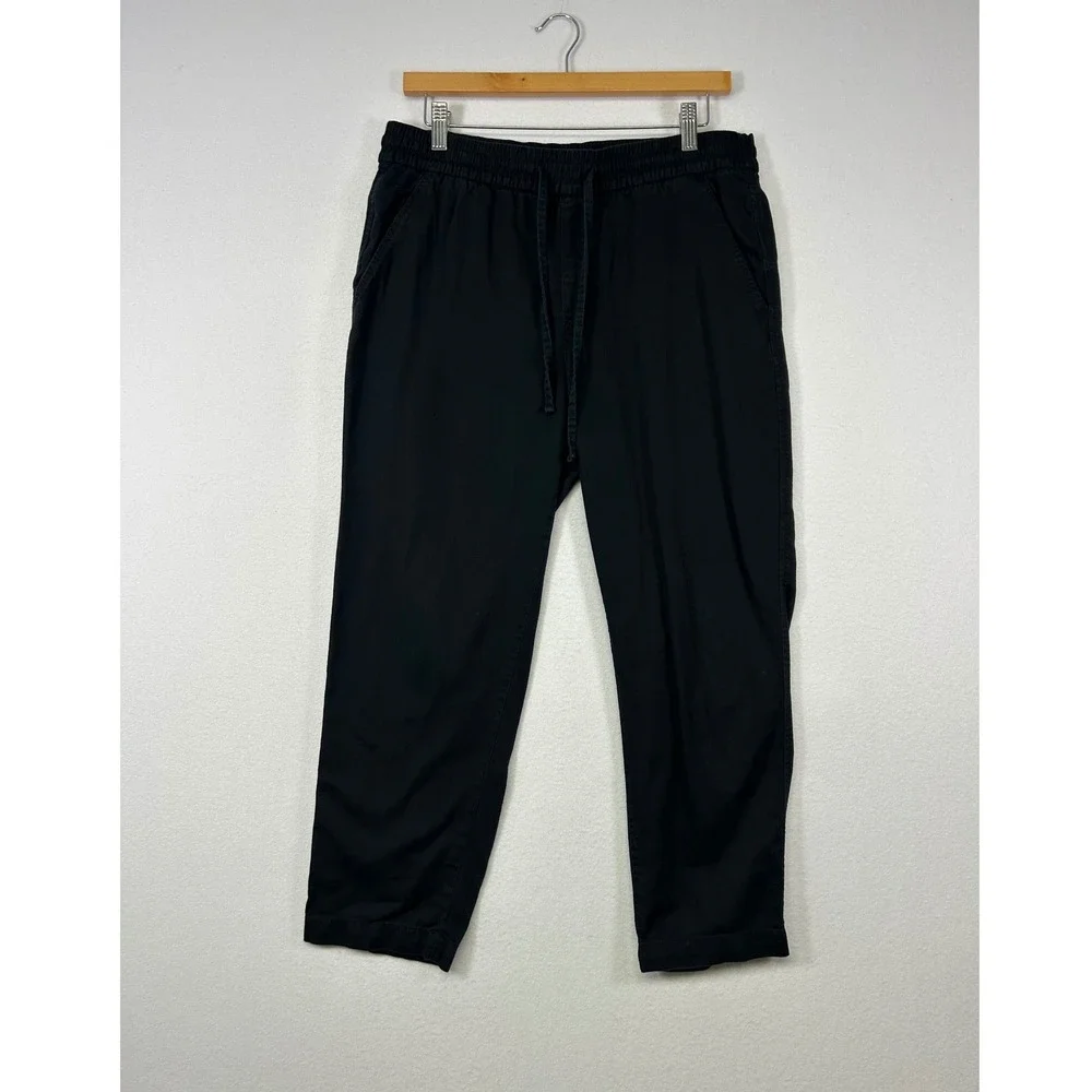 Minimalist Gap Mens Size M Black Easy Pant Elastic Drawstring‎ Relaxed Chino